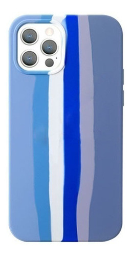Funda Case Generica P/ iPhone Silicona Arcoiris Pastel Azul
