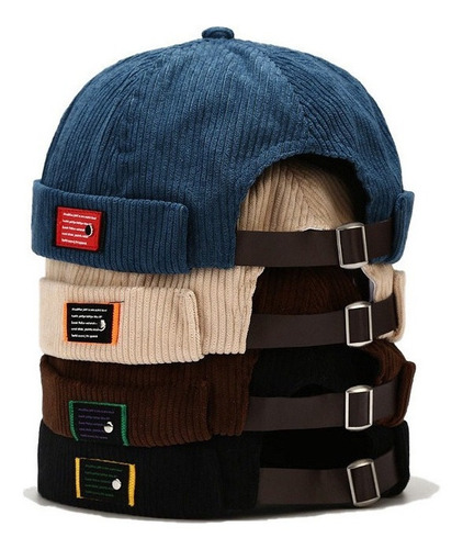 Gorra Docker De Pana Para Hombre, Sombrero Sin Ala, A La Mod