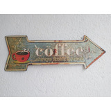 Cartel Flecha De Chapa Vintage Retro - Coffee - 50cm 