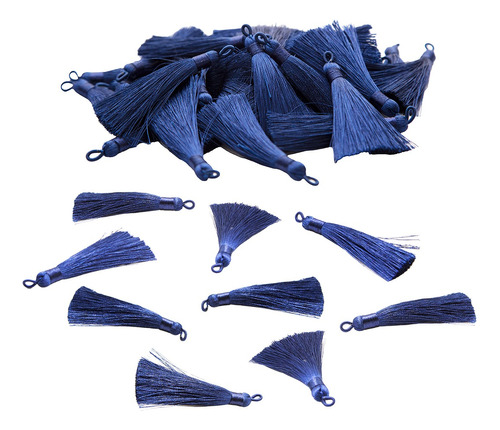 100 Borlas Con Argolla Para Bisuteria Color Azul   8,5 Cms