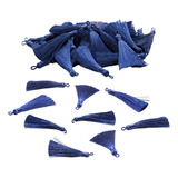 100 Borlas Con Argolla Para Bisuteria Color Azul   8,5 Cms