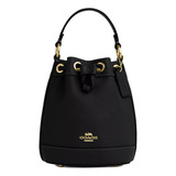 Bolsa Coach Original Dempsey Drawstring Bucket Bag 15 Negro Acabado De Los Herrajes Dorado Diseño De La Tela Liso