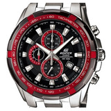 Relógio Casio Edifice Ef-539d-1a4vudf Cronógrafo Cor Da Correia Prateado Cor Do Bisel Vermelho Cor Do Fundo Preto