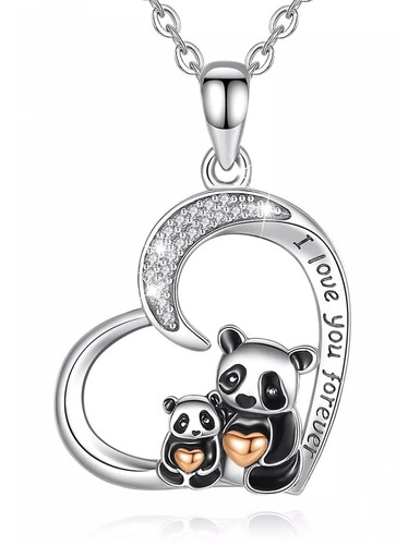 Collar De Oso Panda Madre E Hijo (a). En Plata 925. Joyería.