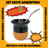 Set Matero Argentino!mate Ceramica-madera+bombilla+filtros!