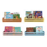 4 Prateleira Color Fr Dupla Livro Infantil Montessori 100cm