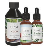 Kit Óleo De Alecrim, Rícino E Coco 30ml Terapia Crescimento