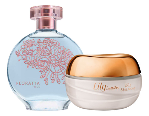 Combo Floratta Blue + Creme Lily Acetinado Lumière Kit Presente Feminino O Boticário Fragrância Exclusiva