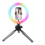 Aro Selfie Luz Led 26cm Rgb + Mini Trípode Mesa Celular Usb 