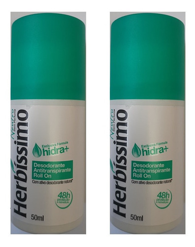 Kit Com 2 Desodorante Roll-on Herbíssimo 24h Neutro 50ml
