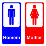 Kit 2 Placas Banheiro Toalete Wc Mulher Homem Sanitário