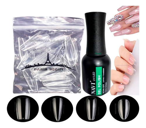 Kit/set 50 Tips Soft Gel Paris Night / Kapping Gel Navi 15ml