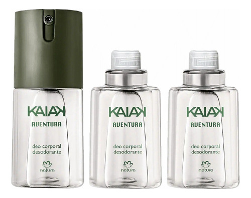 Kit Deo Corporal Masculino Kaiak Aventura 1 Regular +2 Refis