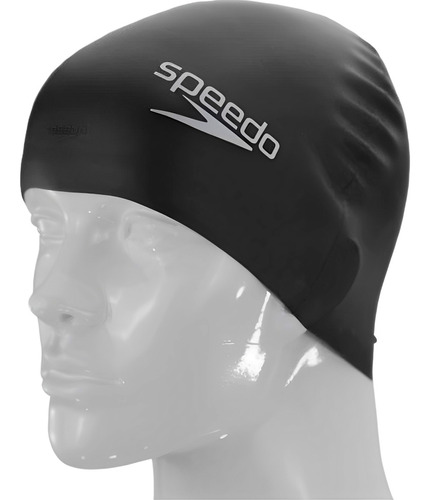 Touca De Silicone Para Natação Speedo Lisa Cor Preta Tamanho Único