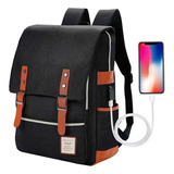 Mochila Antirrobo Impermeable Vintage Usb Porta Notebook