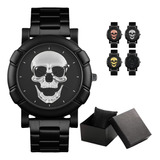 Reloj Hombre Elegante Inoxidable Acero Con Diseño Calavera