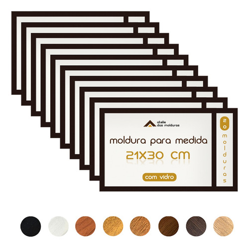 Kit 20 Moldura Quadro A4 21x30 Certificado Diploma Com Vidro