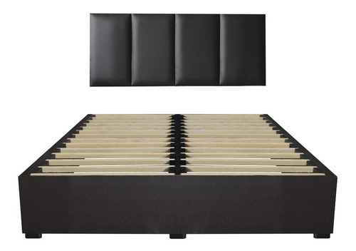 Cama Recamara Base Box Cabecera Tapiz Chocolate Queen Size Color Marrón