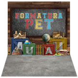 Fundo Fotográfico Pet Shop Cenário Tecido 1,20x1,70 Vertical Desenho Impresso Halloween Pet Shop Pet-78