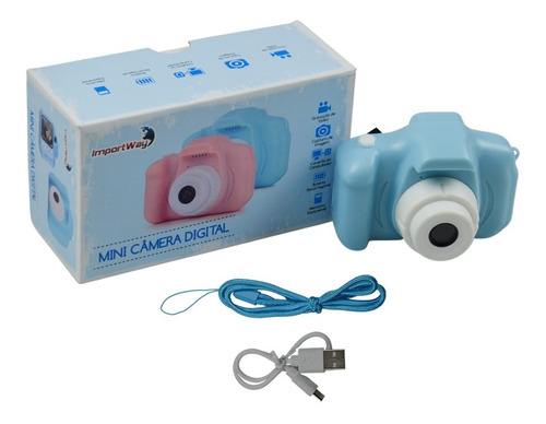 Câmera Filmadora Digital Brinquedo Azul Fotografa E Filma