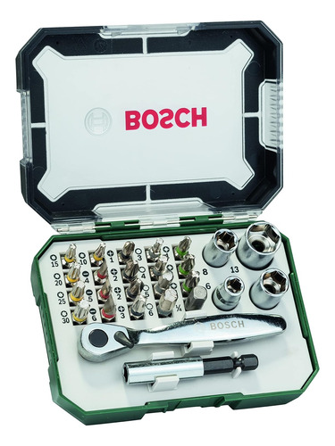 Set De Puntas Y Dados Bosch 26 Piezas, Matraca 1/4