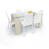 Set Comedor Milan Bali 6 Puestos - Sillas Cuero 