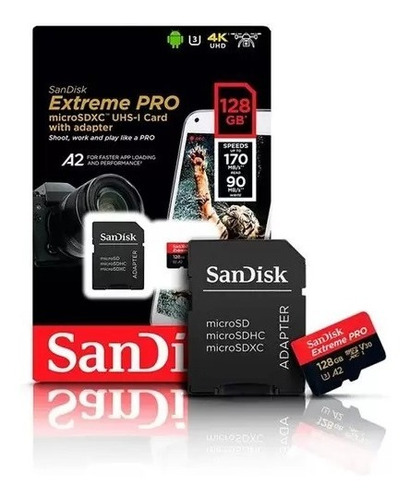 Cartão De Memória Micro Sd 128gb Sandisk Extreme Pro 170mb/s