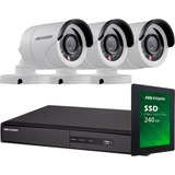 Kit Seguridad Hikvision Full Hd Dvr 4 + Disco Instalado + 3 Camaras Infrarrojas Exterior O Domos + Ip P2p Cctv M3k