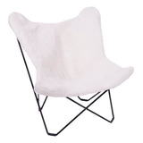 Sillón Bkf De Cuero Lanar Rasado Desarmable Color Blanco Rasado