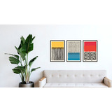 Set De 3 Cuadros Abstractos Con Marco Y Vidrio 40x60 Cm