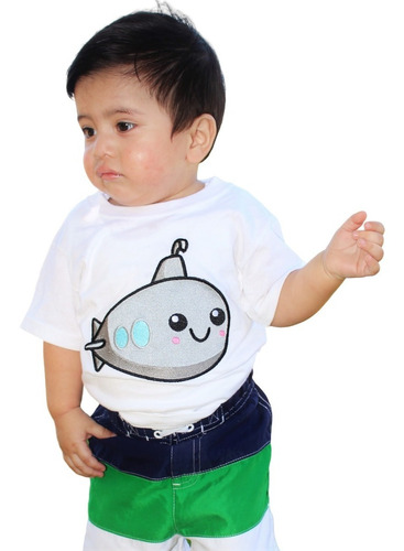 Playera Bordada Submarino Para Niños 