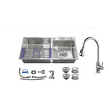 Fregadero Tarja Acero Inox 2 Tinas, Escurridor Y Accesorios