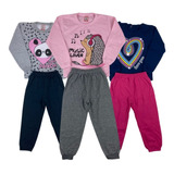 Kit 3 Conjunto Moletom Menina Roupa Infantil Inverno Atacado