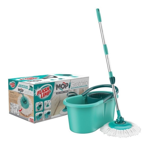 Mop Giratório Esfregão 360 Balde 12 Litros Mop8209 Flashlimp