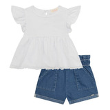 Conjunto Bata E Short Feminino Infantil - Kukiê