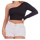 Cropped Blusa Mula Manca Feminino Suplex  Manga Longa