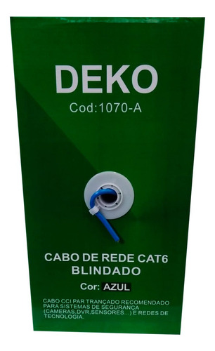 Cabo De Rede Lan Cat6 305 Metros Azul Blindado Deko