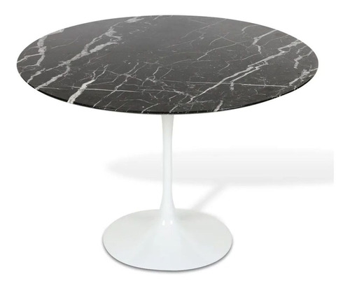 Mesa Saarinen Jantar Redonda Mármore Nero Marquina 120cm