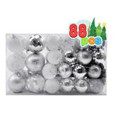 Bolas De Arbol De Navidad -88u. Plata-blanco /3-6-8cm
