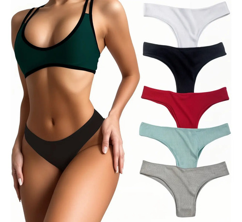 Tanga De Algodón Para Sexy Bragas Mujer Cómodo De 5 Piezas | Meses sin interés