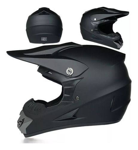 Casco Cross Moto Enduro Motocross Atv Bmx Black Mate