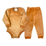 Conjunto Body Calça Fleece Peluciado Inverno Bebê Bodie 