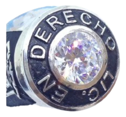 Anillo Lic. En Derecho, Plata Ley .950, Zirconia 8mm Blanca