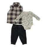 Conjunto D Bebé Chaleco Peluche Pañalero Y Pantalón Carters 