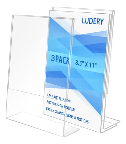 Soporte Acrílico Ludery Para Letreros, 8.5 X 11 Pulgadas, Pa