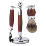 Set De Afeitado Para Hombre Class Kit Wood Brush & Safety Pr