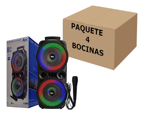 Bocina Torre Bafle 57.5x25.5x20cm Bluetooth Microfono 4pieza