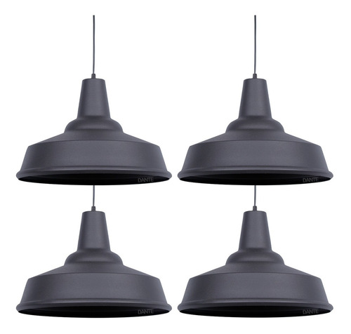 Pack X 4 Lampara Colgante Galponera Campana Industrial Ø40cm