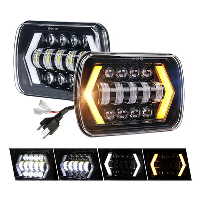 Par Faros Led Cuadrado 6x7 5x7 Hi\u002Flo Drl Camione Jeep Yj Xj | Envío gratis