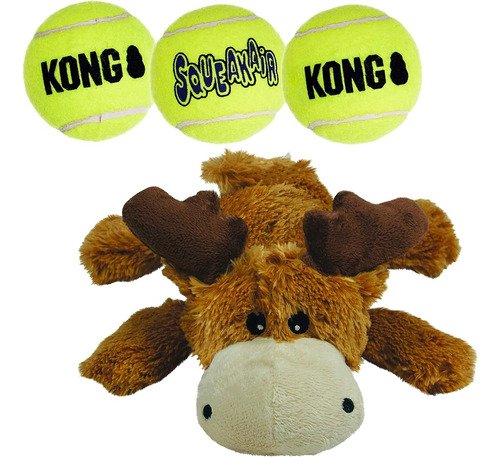 Kong Cozie Marvin The Moose And 3 Squeakair Balls - Juguetes